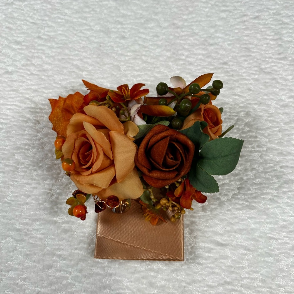 Ling’s Moment Pocket Square for Groom in Sunset Terracotta